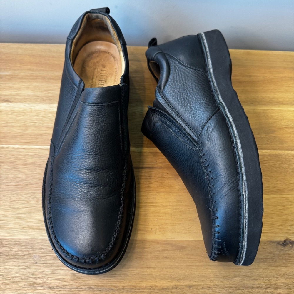 Samuel Hubbard Men 10.5 Free Spirit Black Leather Slip On Loafers Casual Classic